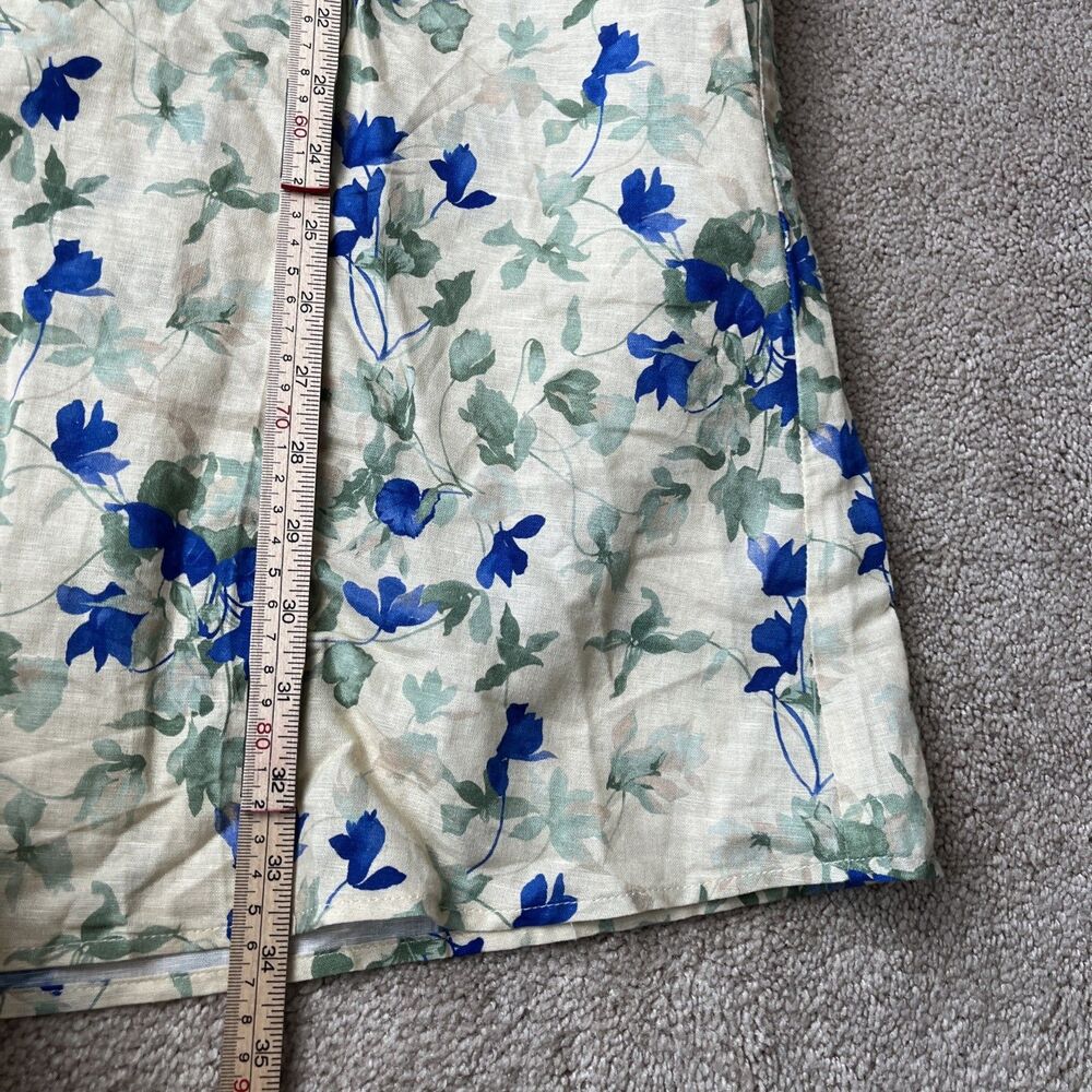 Tuckernuck Shirt Dress XL Linen Cotton Floral Bellflower Bloom Sleeveless Pocket - Picture 7 of 7